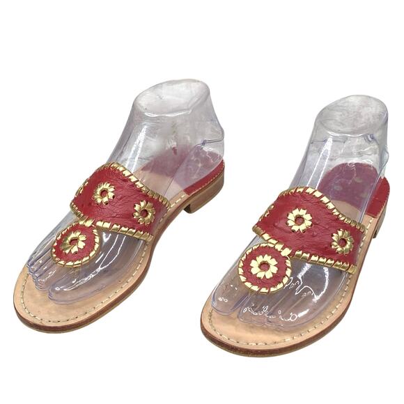 Jack Rogers Women’s Red Leather Slip On Thong Sandals Size US 6 - Picture 6 of 10